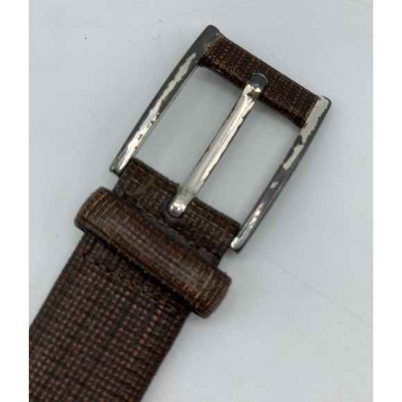 Trafalgar Men's Size 40 Brown Black Textured Crosshatch Leather Dress Belt - Picture 6 of 8